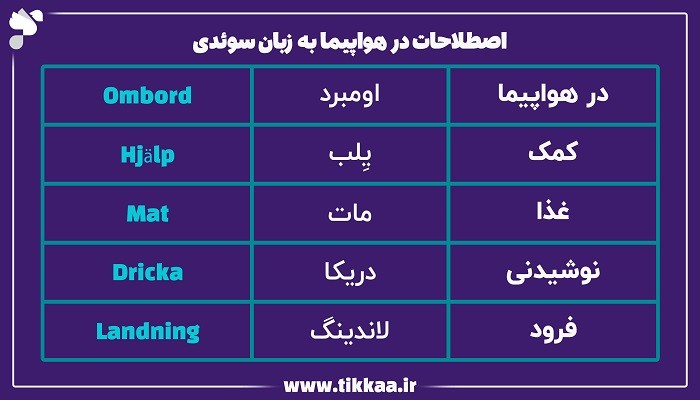 اصطلاحات در هواپیما به زبان سوئدی