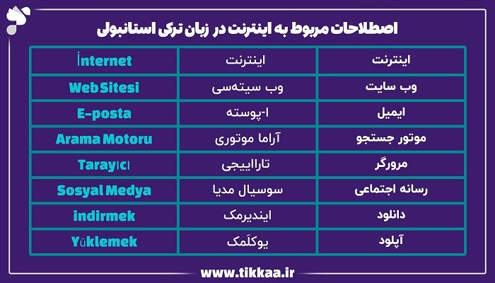 اصطلاحات مربوط به اینترنت در زبان ترکی استانبولی