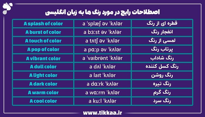 اصطلاحات رنگ ها به زبان انگلیسی