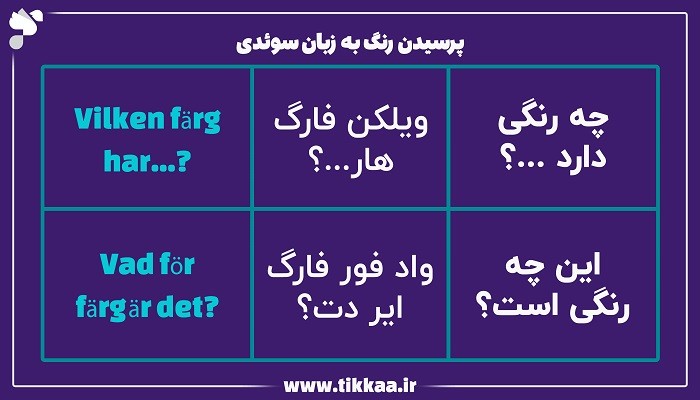 پرسیدن رنگ به زبان سوئدی