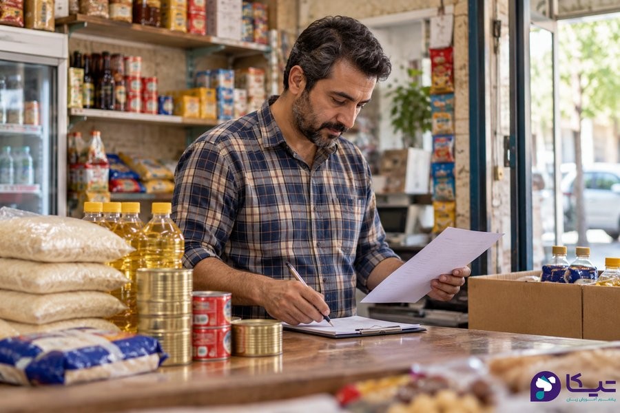 بررسی کالاها در فروشگاه برای توضیح معنی goods