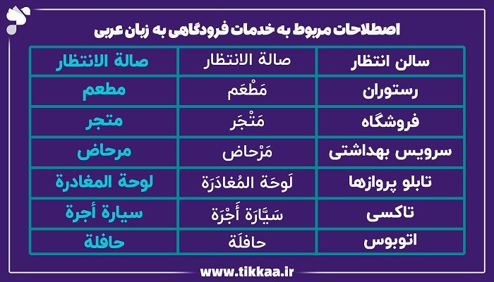 خدمات فرودگاهی به زبان عربی