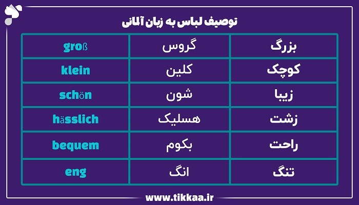 توصیف لباس به زبان آلمانی