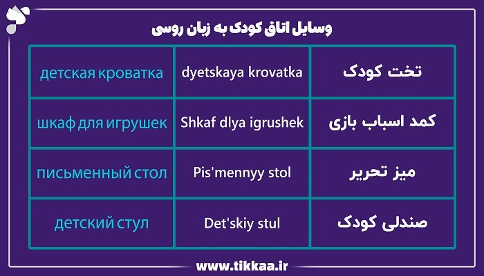 وسایل اتاق کودک به زبان روسی