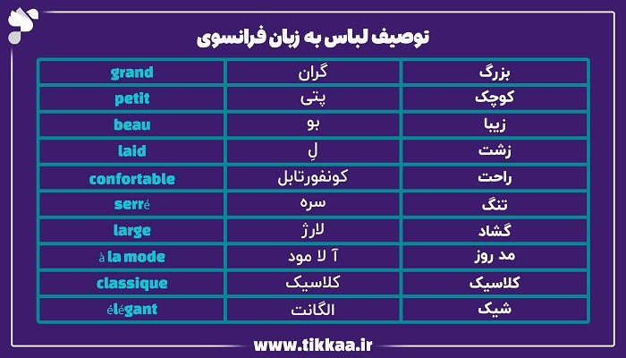 توصیف لباس به زبان فرانسوی