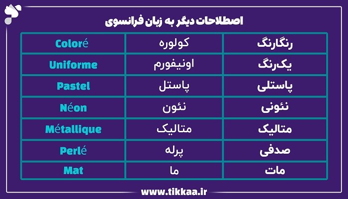 اصطلاحات رنگ ها به زبان فرانسوی