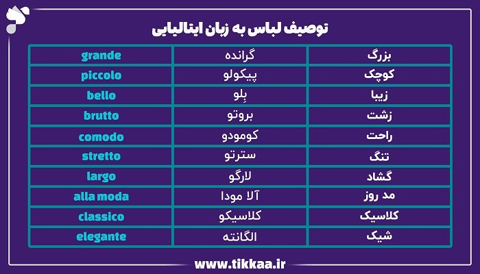 توصیف لباس به زبان ایتالیایی