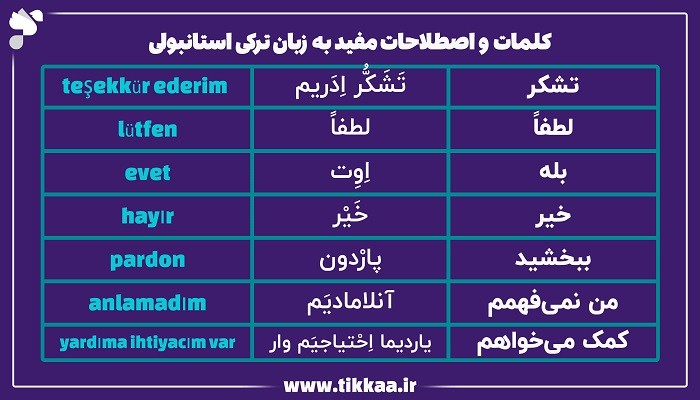 کلمات و اصطلاحات مفید به زبان ترکی استانبولی