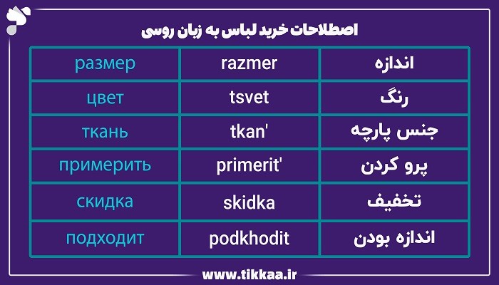 اصطلاحات خرید لباس به زبان روسی