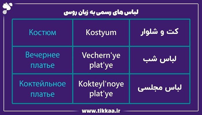 لباس‌ های رسمی به زبان روسی