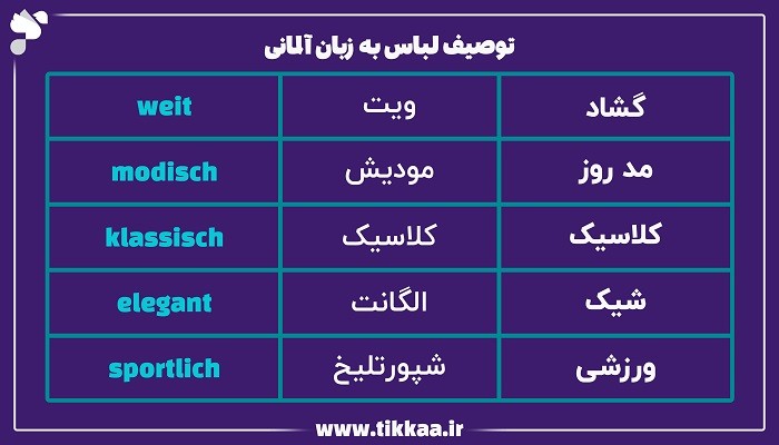 توصیف لباس به آلمانی