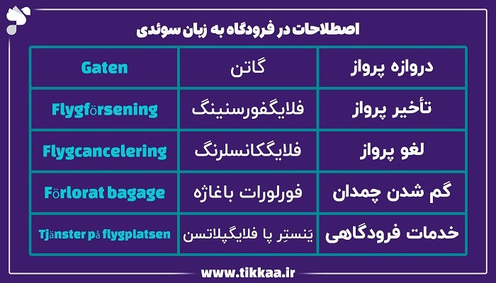 اصطلاحات در فرودگاه به زبان سوئدی