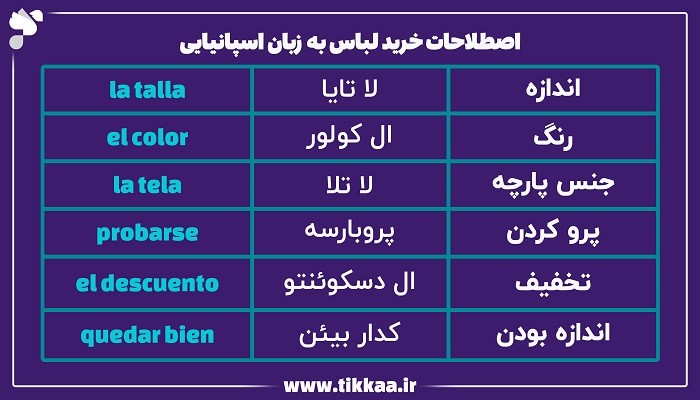 اصطلاحات خرید لباس به زبان اسپانیایی