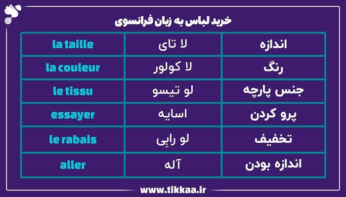 خرید لباس به زبان فرانسوی