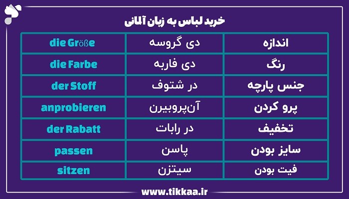 خرید لباس به زبان آلمانی