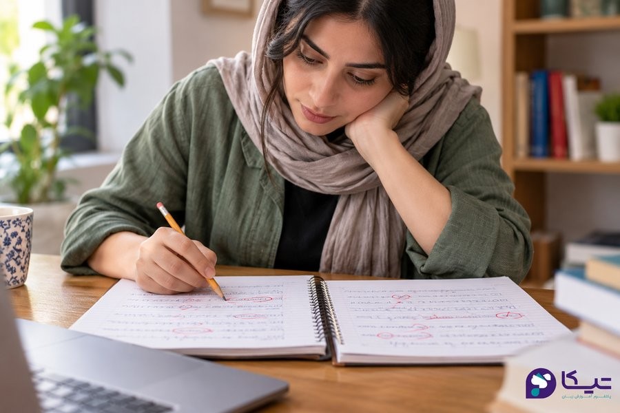 بررسی خطاهای تکراری در دفتر تمرین زبان