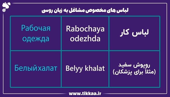 لباس‌ های مخصوص مشاغل به زبان روسی